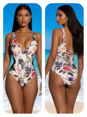 NWT TA3 L regular/long Plungey Triangle Contour rose bloom